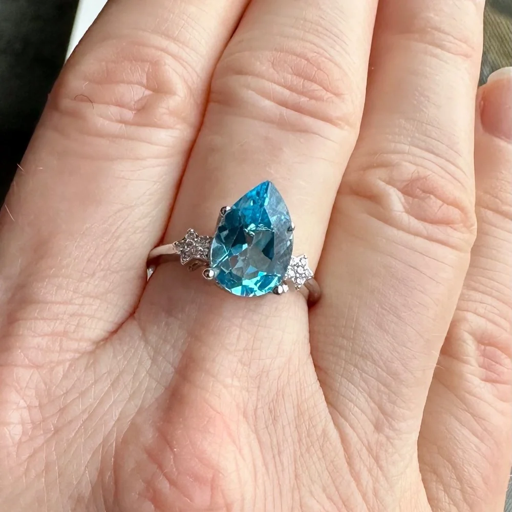 ✨ NEON 3.11ct Natural Swiss Blue Topaz 🌊 Faceted Pear